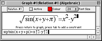 An algebraic window with its keystroke field